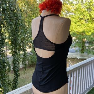 ALO Yoga Mesh Racerback Cutout Black Tank Top S